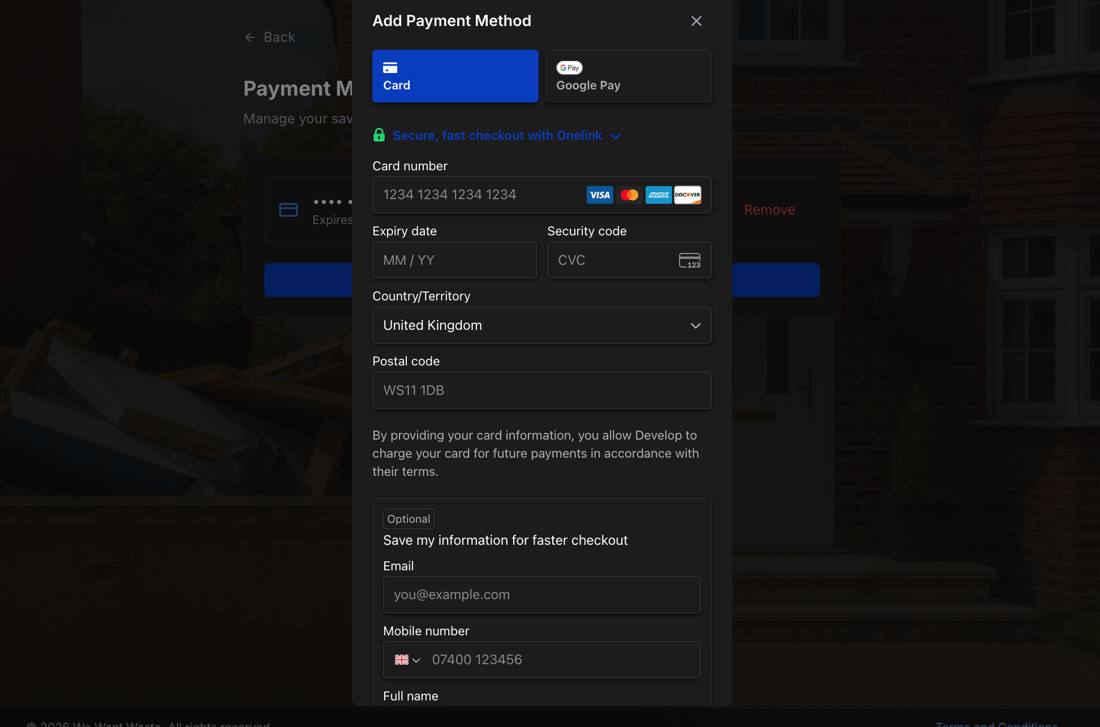 Add a card securely